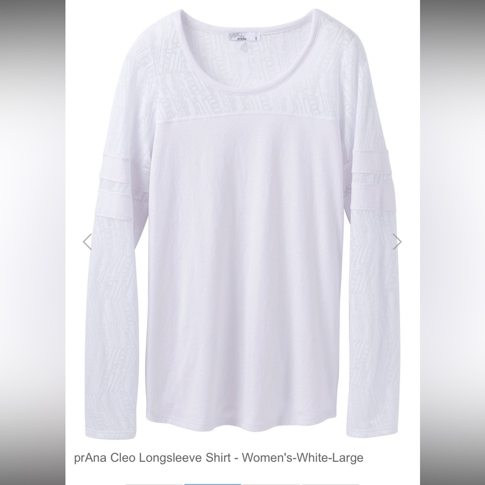 Prana Cleo Jersey Knit Top, Sz L white